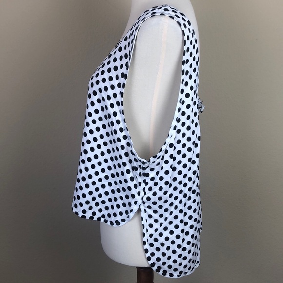 NWT Kiwi Tucker Black & White Polka Dot Tank w/Cutout Back & Bow - Size Medium - Picture 3 of 9